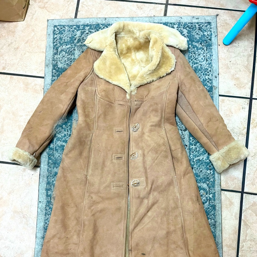 Handmade Custom Sheepskin leather jacket fur coat full length